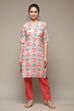 Orange LIVA Straight Kurta image number 1